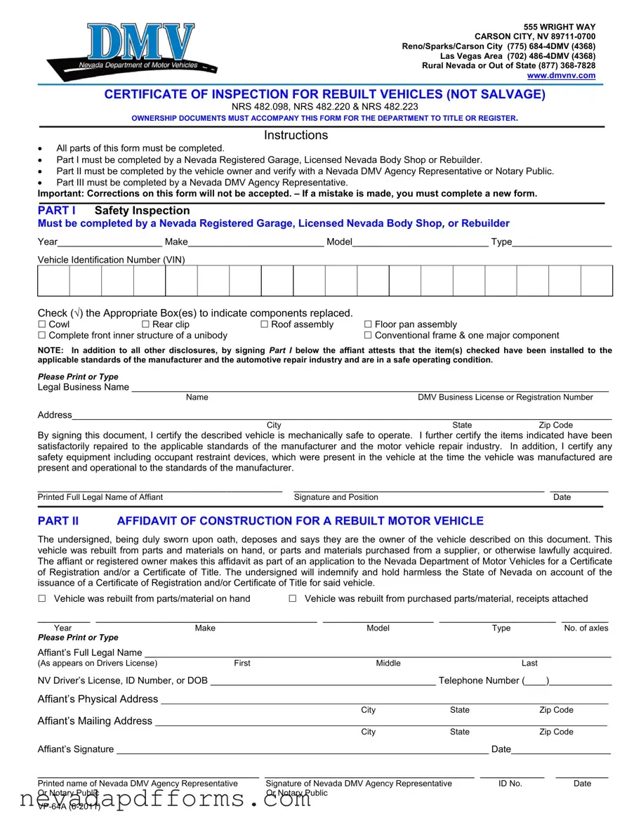 Download Dmv Vp 64A Template