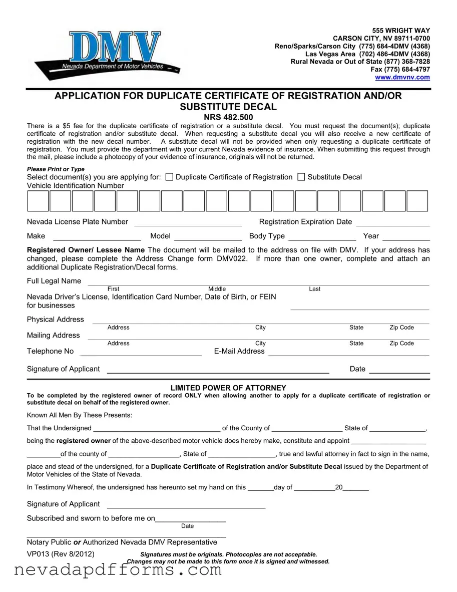 Download Dmv Vp013 Template