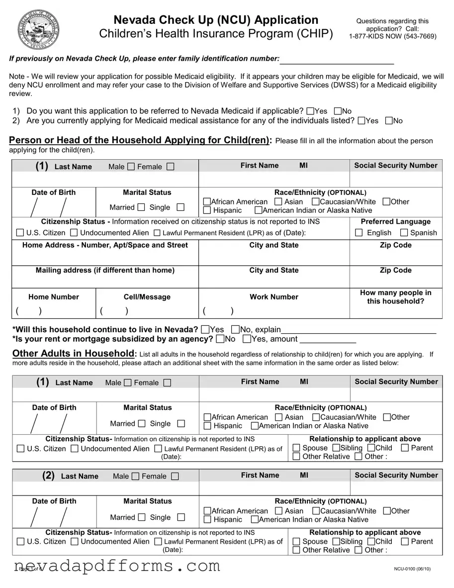 Download Nevada Check Up Application Template
