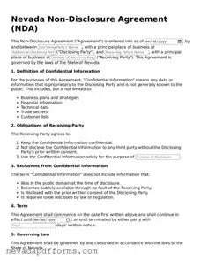 Printable  Non-disclosure Agreement Document for Nevada