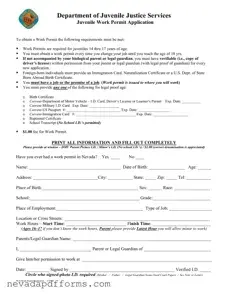 Download Nevada Work Permit Application Template